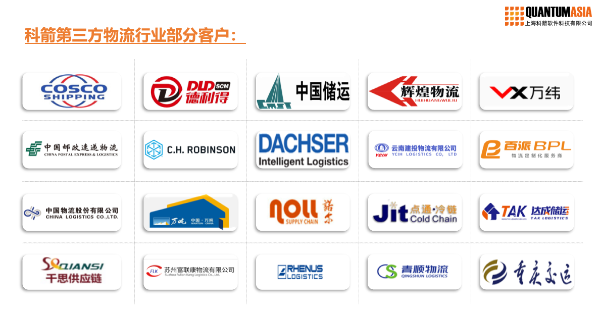 科箭第三方物流行業部分客戶
